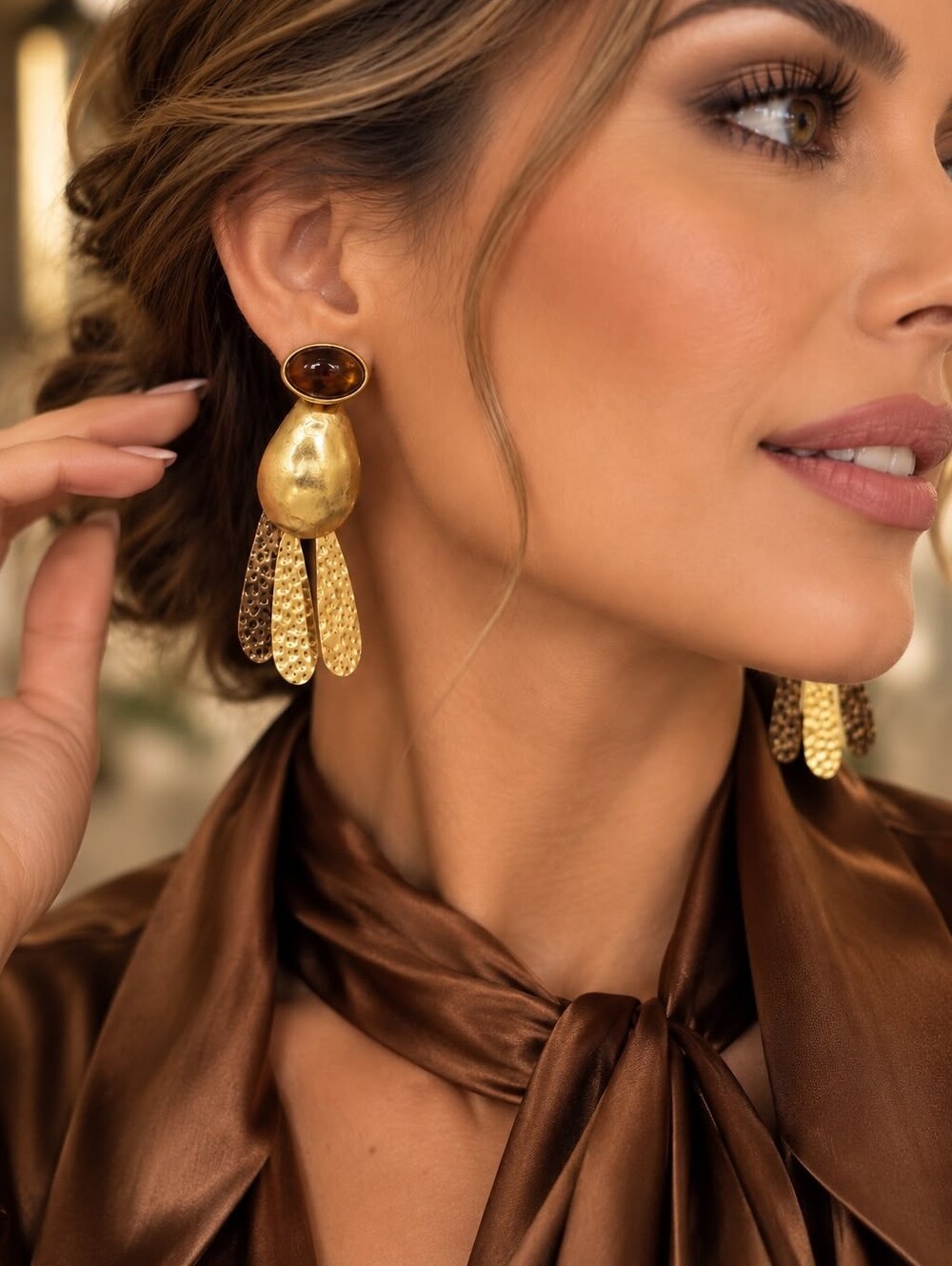 A2 Gold Drop Statement Earrings - Elegant Women’s Jewelry